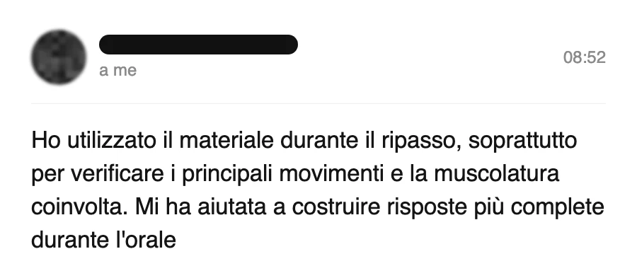 Messaggio di uno studente dopo l'esame