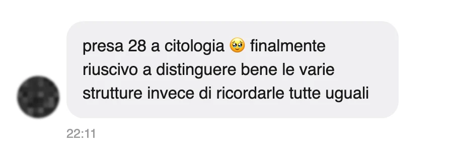 Messaggio di uno studente dopo l'esame