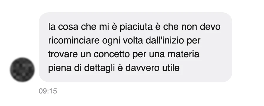 Messaggio di uno studente dopo l'esame