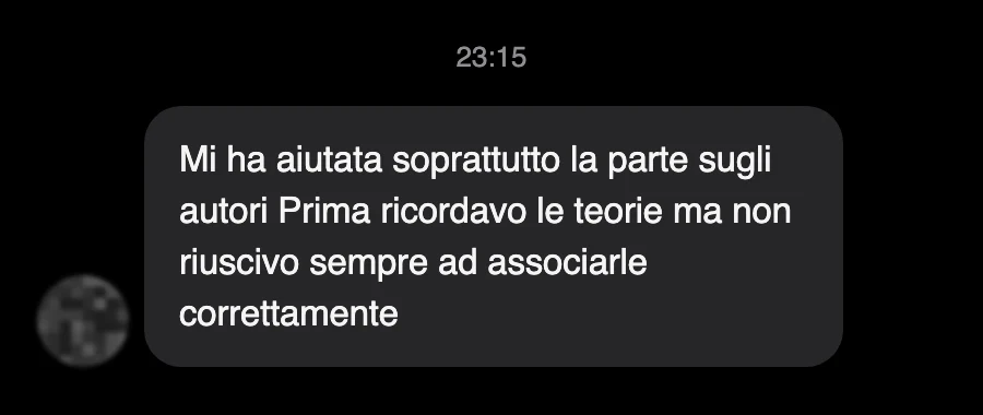 Messaggio di uno studente dopo l'esame