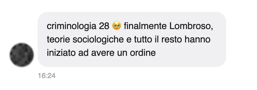 Messaggio di uno studente dopo l'esame
