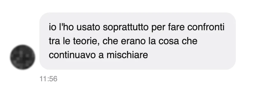 Messaggio di uno studente dopo l'esame