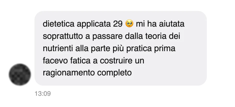 Messaggio di uno studente dopo l'esame