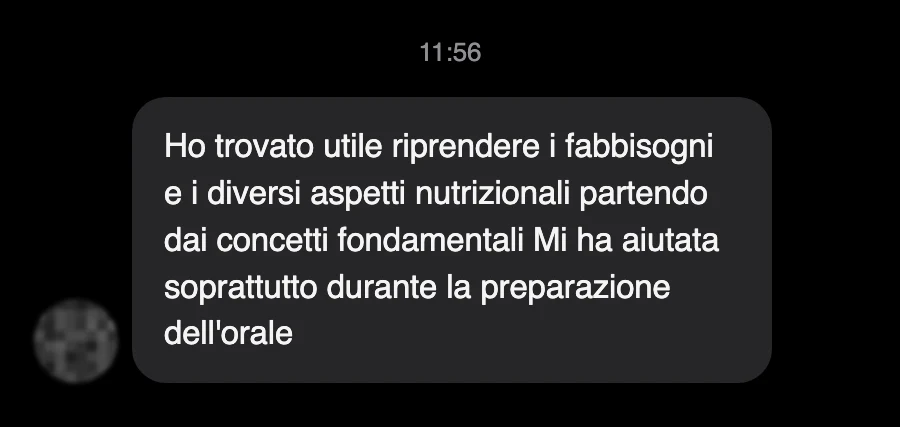 Messaggio di uno studente dopo l'esame