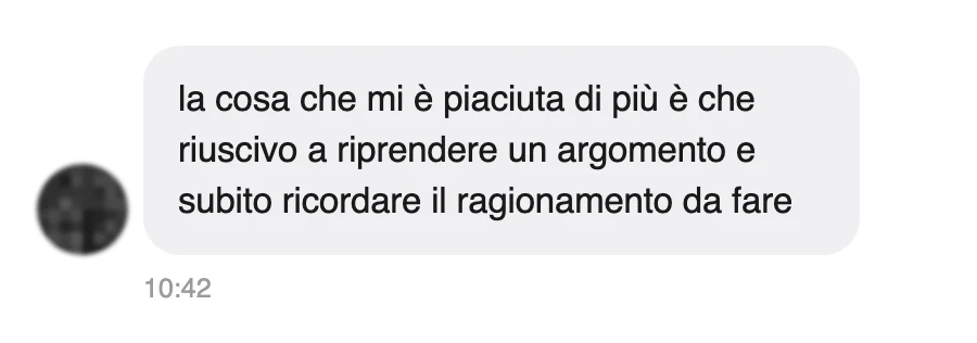 Messaggio di uno studente dopo l'esame