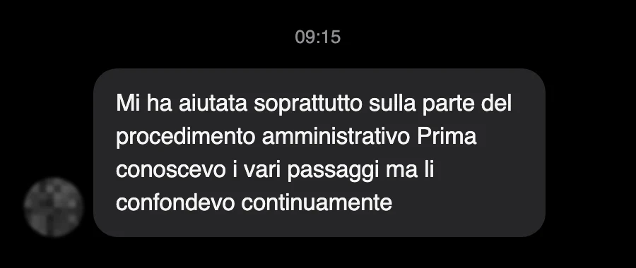 Messaggio di uno studente dopo l'esame