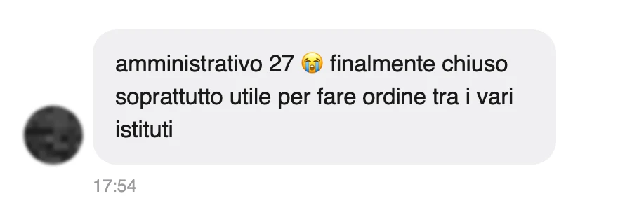 Messaggio di uno studente dopo l'esame