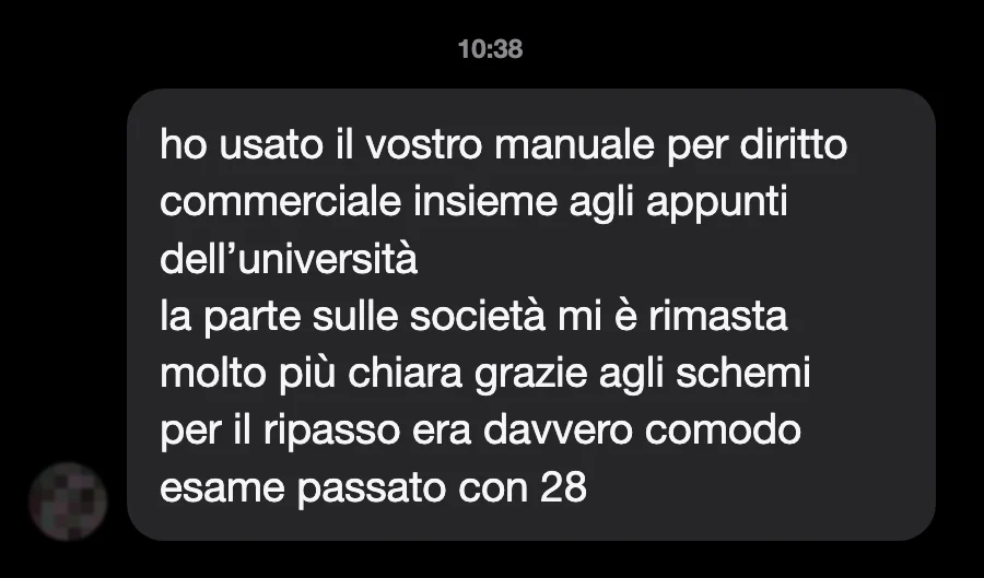 Messaggio di uno studente dopo l'esame