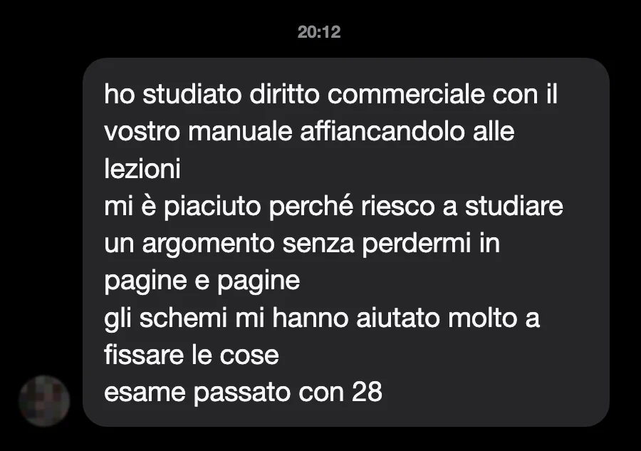 Messaggio di uno studente dopo l'esame