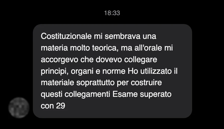 Messaggio di uno studente sul Manuale di Diritto Costituzionale
