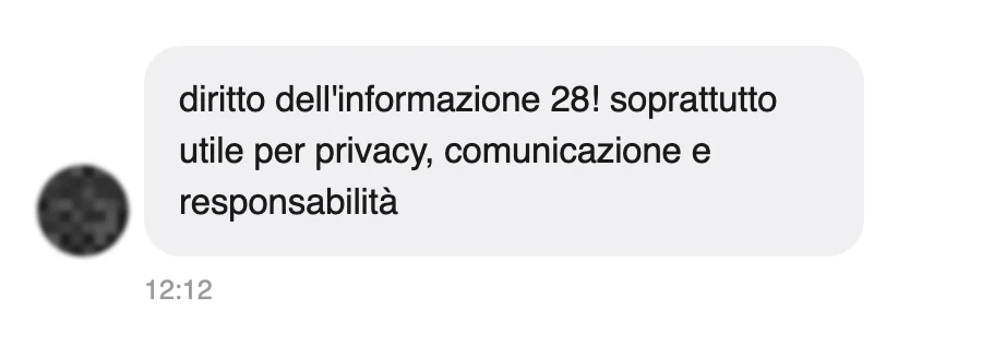 Messaggio di uno studente dopo l'esame