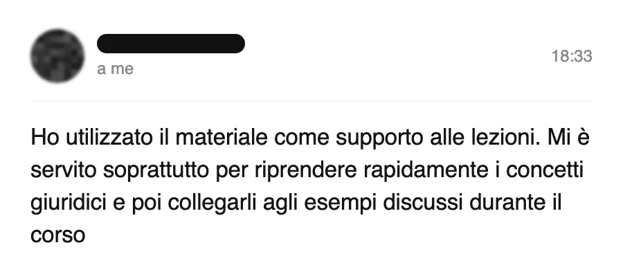 Messaggio di uno studente dopo l'esame