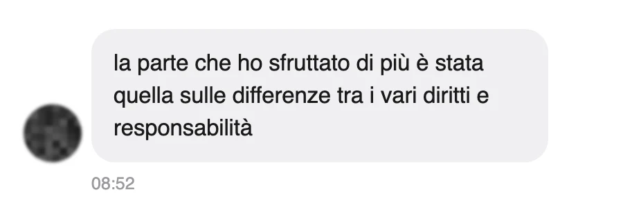 Messaggio di uno studente dopo l'esame