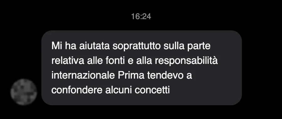 Messaggio di uno studente dopo l'esame