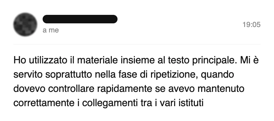 Messaggio di uno studente dopo l'esame