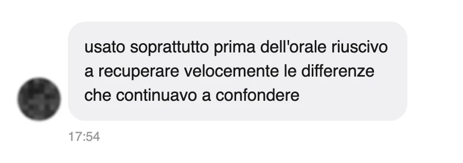 Messaggio di uno studente dopo l'esame