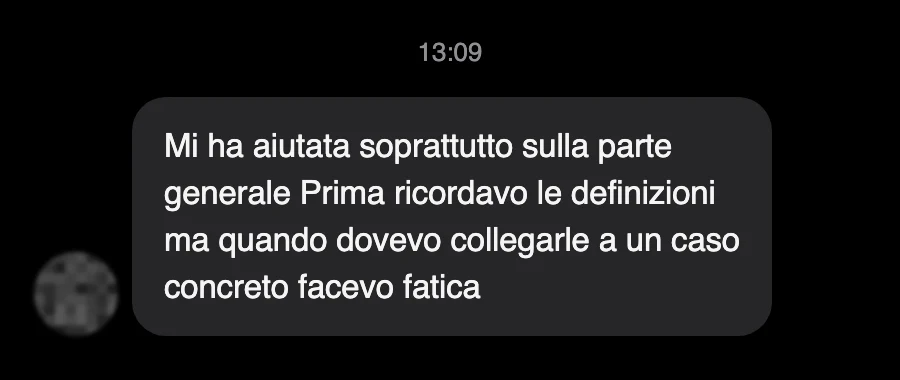 Messaggio di uno studente dopo l'esame