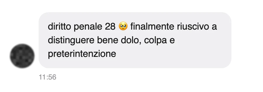 Messaggio di uno studente dopo l'esame