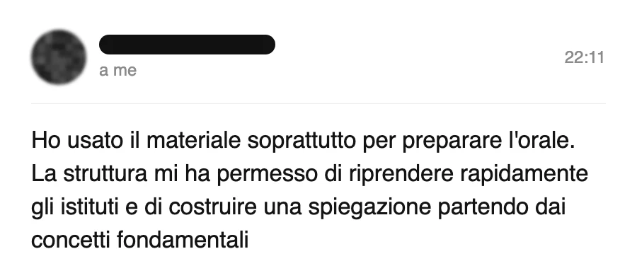 Messaggio di uno studente dopo l'esame