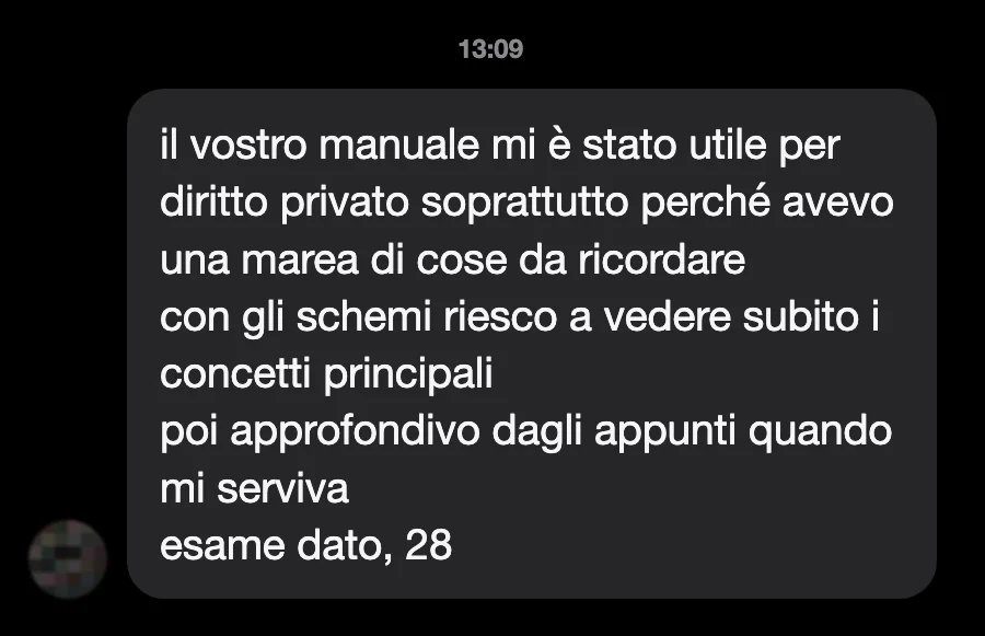 Messaggio di uno studente dopo l'esame