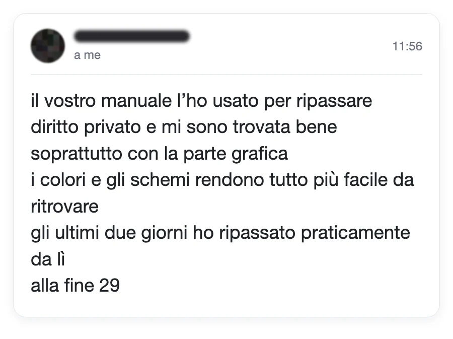 Messaggio di uno studente dopo l'esame
