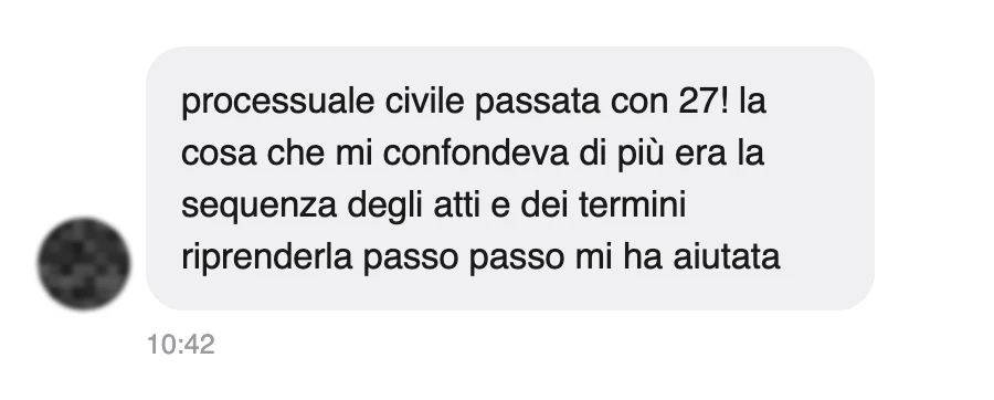 Messaggio di uno studente dopo l'esame