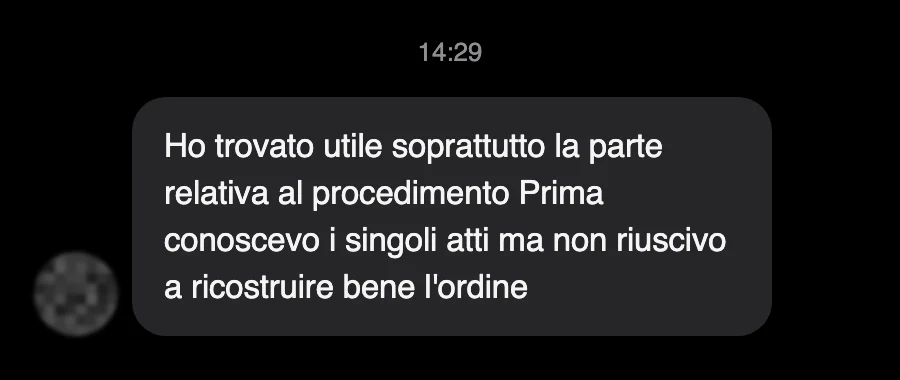 Messaggio di uno studente dopo l'esame
