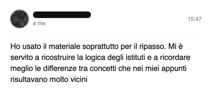 Messaggio di uno studente dopo l'esame