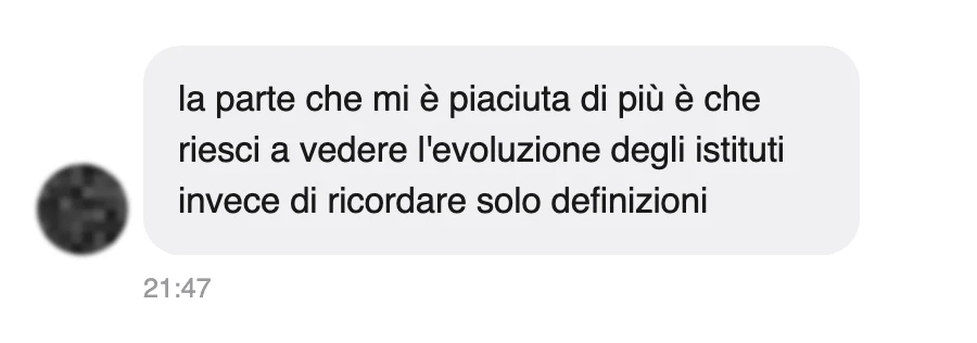 Messaggio di uno studente dopo l'esame