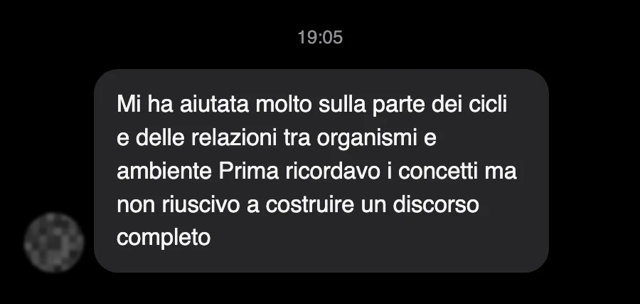 Messaggio di uno studente dopo l'esame