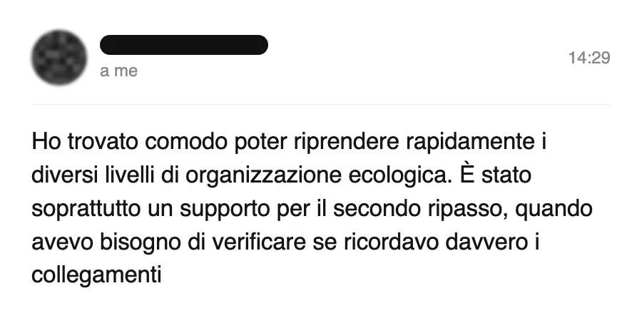 Messaggio di uno studente dopo l'esame