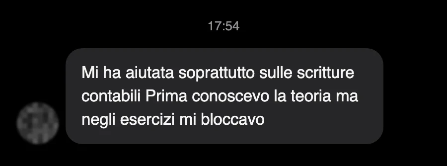 Messaggio di uno studente dopo l'esame