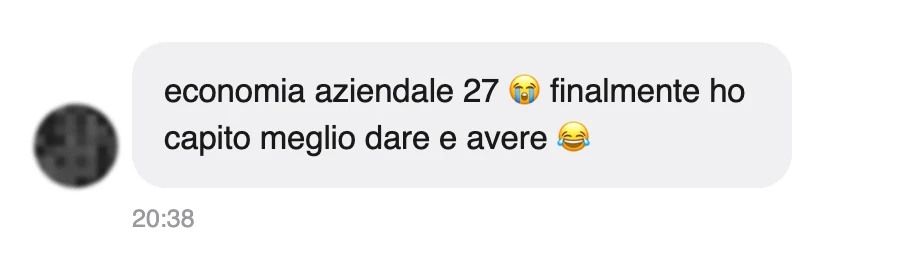Messaggio di uno studente dopo l'esame