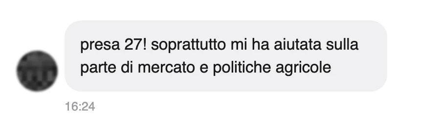 Messaggio di uno studente dopo l'esame