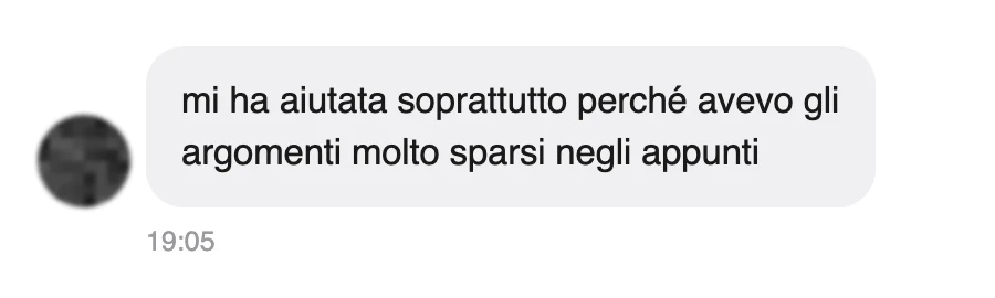 Messaggio di uno studente dopo l'esame