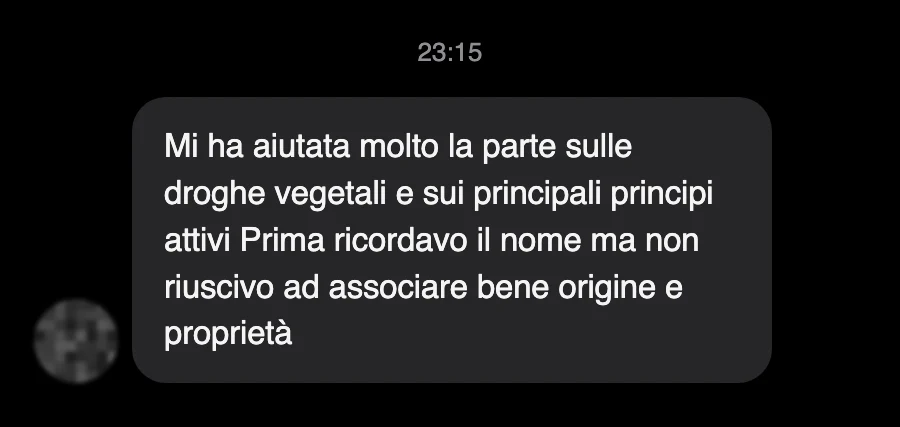 Messaggio di uno studente dopo l'esame