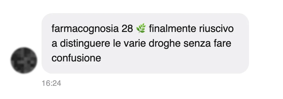 Messaggio di uno studente dopo l'esame