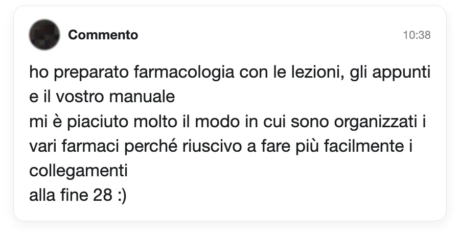 Messaggio di uno studente dopo l'esame
