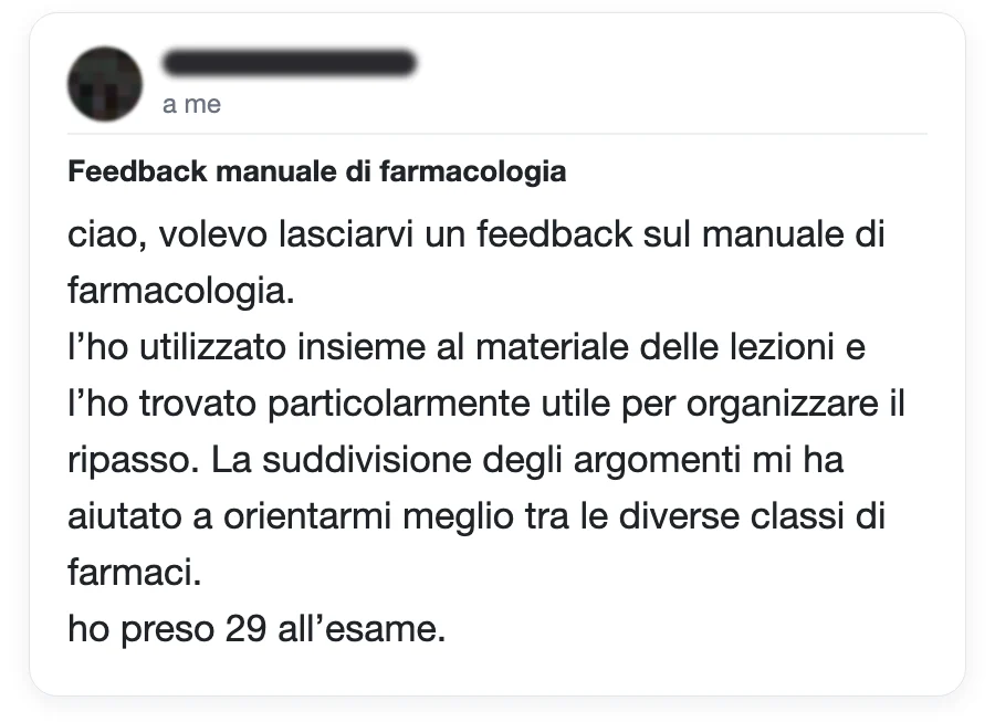 Messaggio di uno studente dopo l'esame