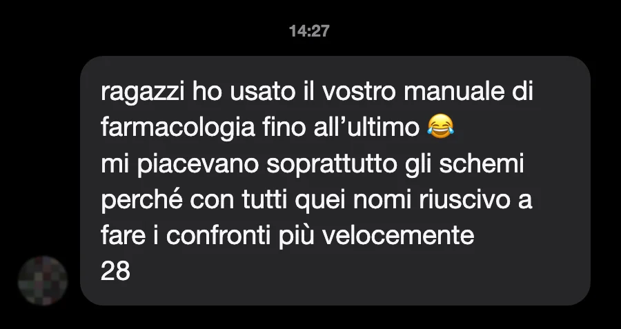 Messaggio di uno studente dopo l'esame