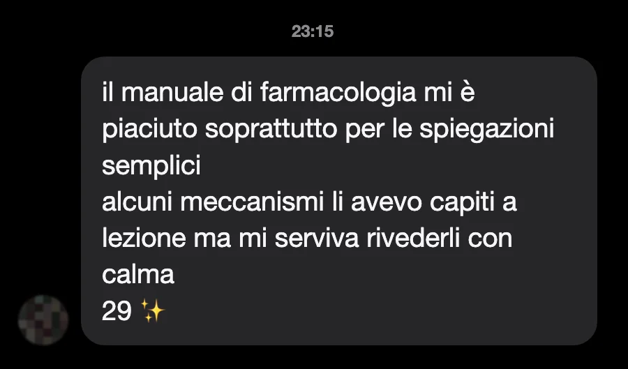 Messaggio di uno studente dopo l'esame
