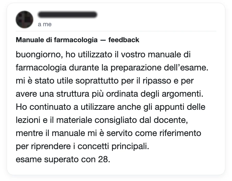 Messaggio di uno studente dopo l'esame