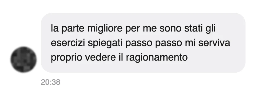Messaggio di uno studente dopo l'esame