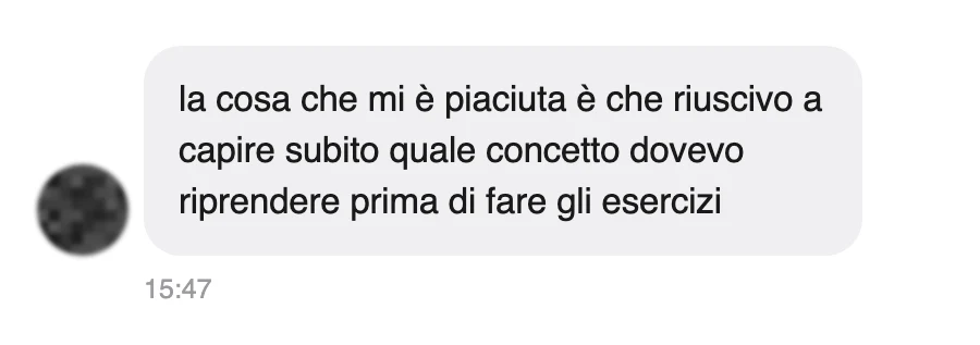 Messaggio di uno studente dopo l'esame