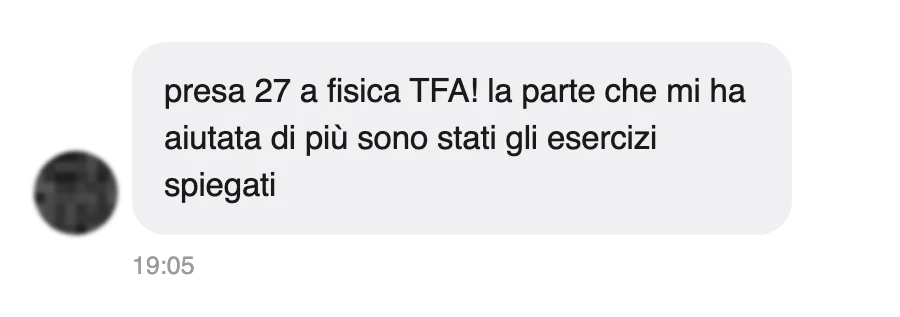 Messaggio di uno studente dopo l'esame