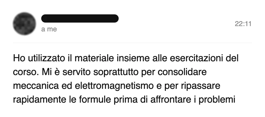 Messaggio di uno studente dopo l'esame