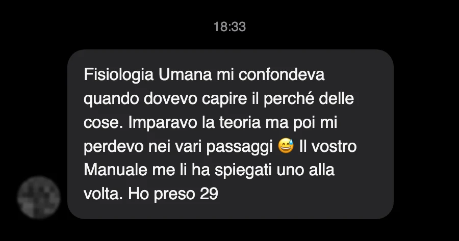 Messaggio di uno studente sul Manuale di Fisiologia Umana e Generale