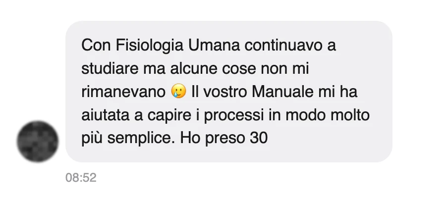 Messaggio di uno studente dopo l'esame