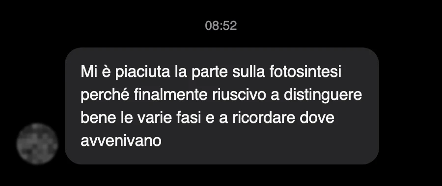Messaggio di uno studente dopo l'esame