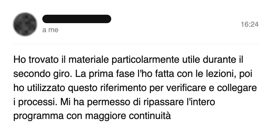 Messaggio di uno studente dopo l'esame